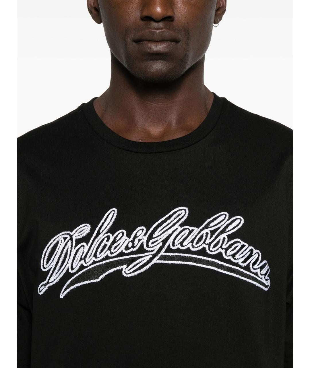 DOLCE&GABBANA Черная хлопковая футболка, фото 4