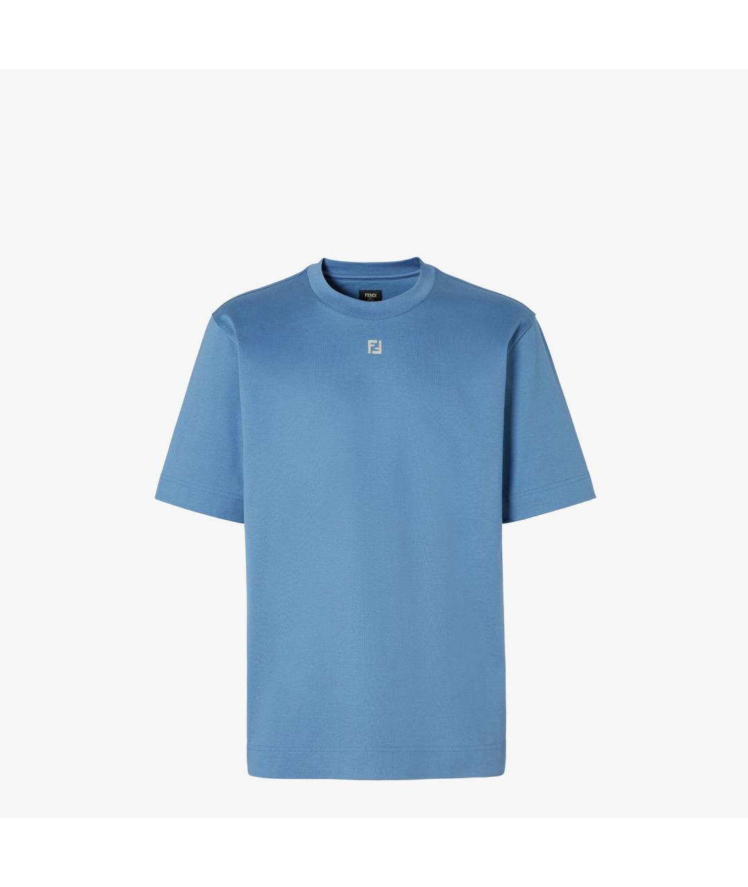 FENDI Синяя хлопковая футболка, фото 5