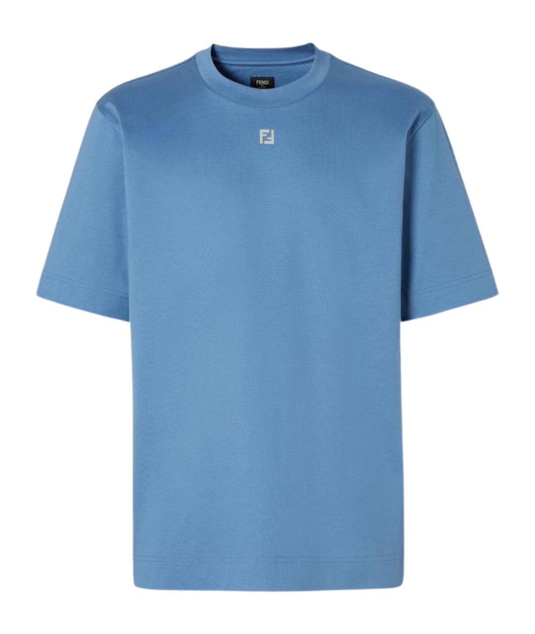 FENDI Синяя хлопковая футболка, фото 1