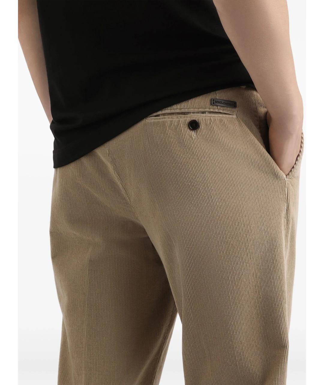 DOLCE&GABBANA Бежевые хлопковые повседневные брюки, фото 5