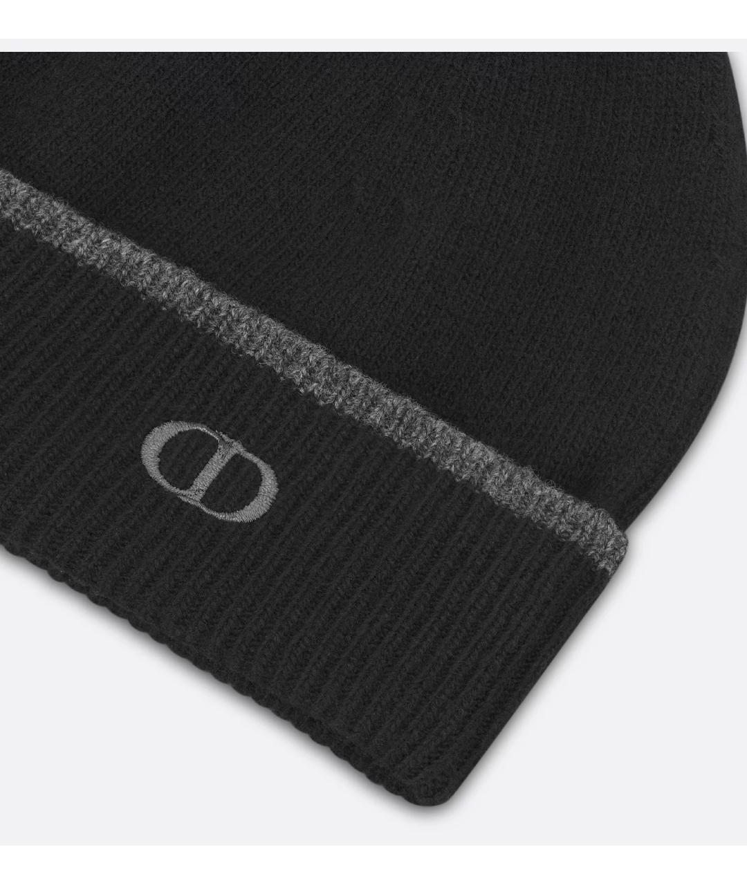 CHRISTIAN DIOR Черная шерстяная шапка, фото 2