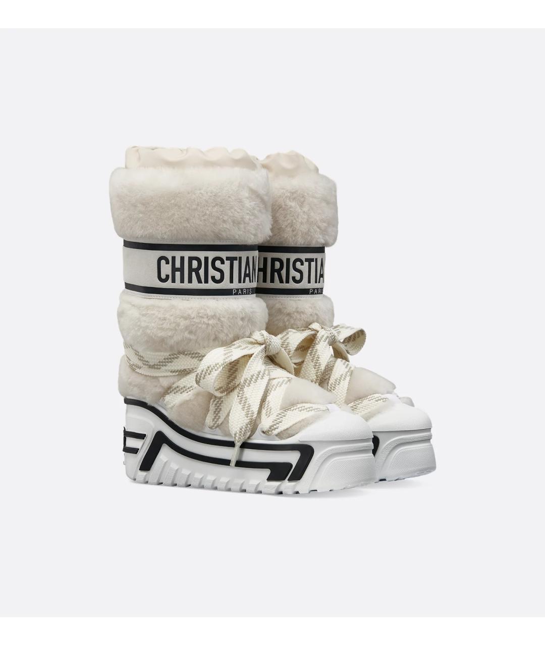 CHRISTIAN DIOR Белые кожаные ботинки, фото 2