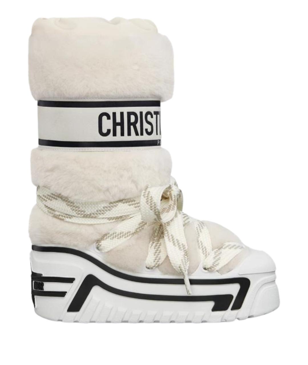 CHRISTIAN DIOR Белые кожаные ботинки, фото 1
