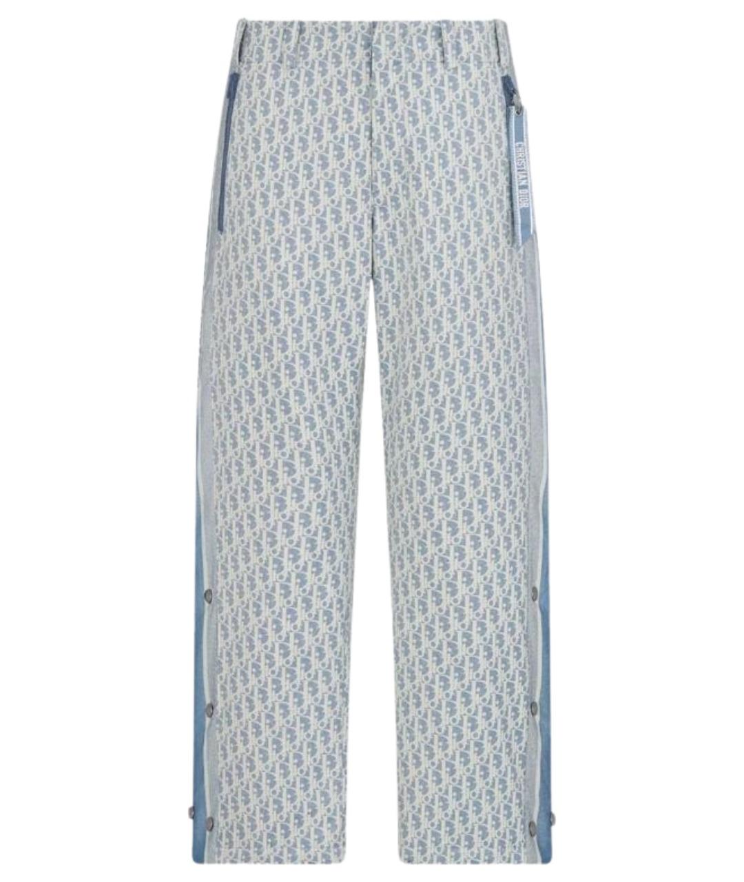 CHRISTIAN DIOR Голубые полиэстеровые прямые брюки, фото 1