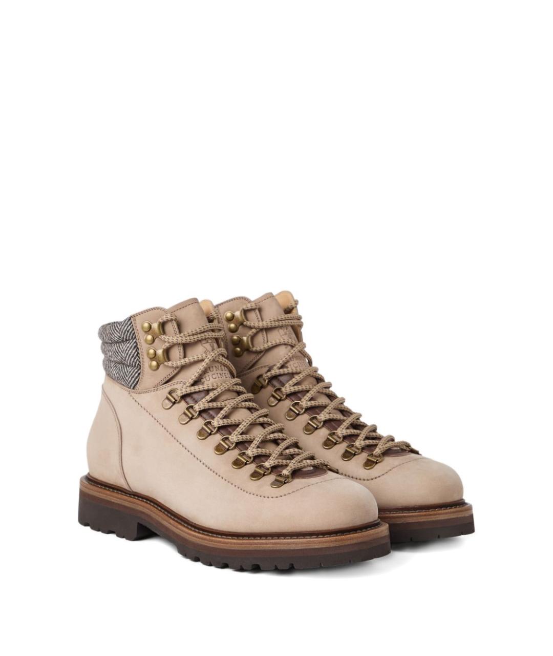 BRUNELLO CUCINELLI Коричневые кожаные низкие ботинки, фото 3