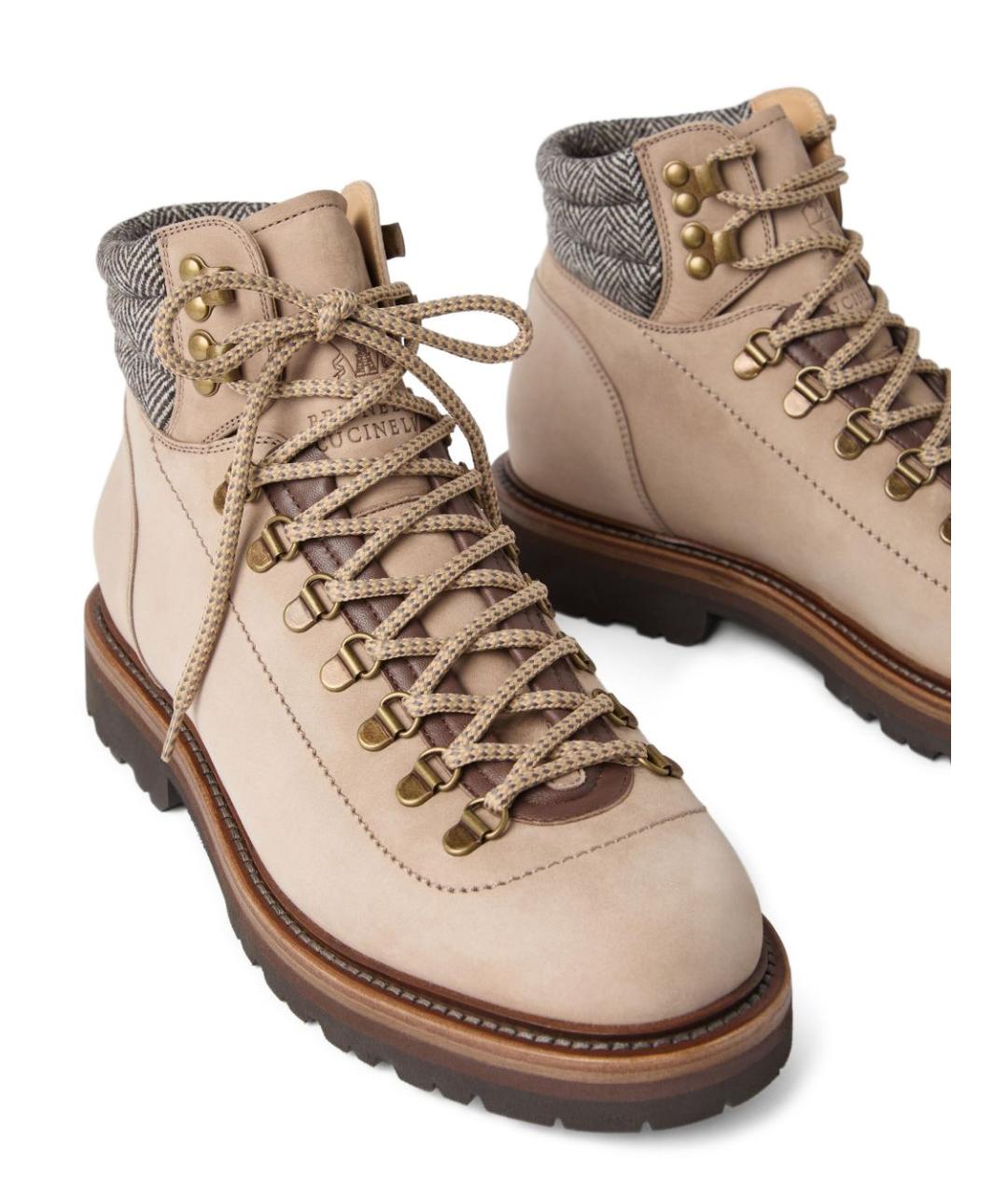 BRUNELLO CUCINELLI Коричневые кожаные низкие ботинки, фото 5