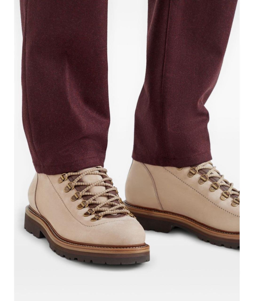 BRUNELLO CUCINELLI Коричневые кожаные низкие ботинки, фото 4