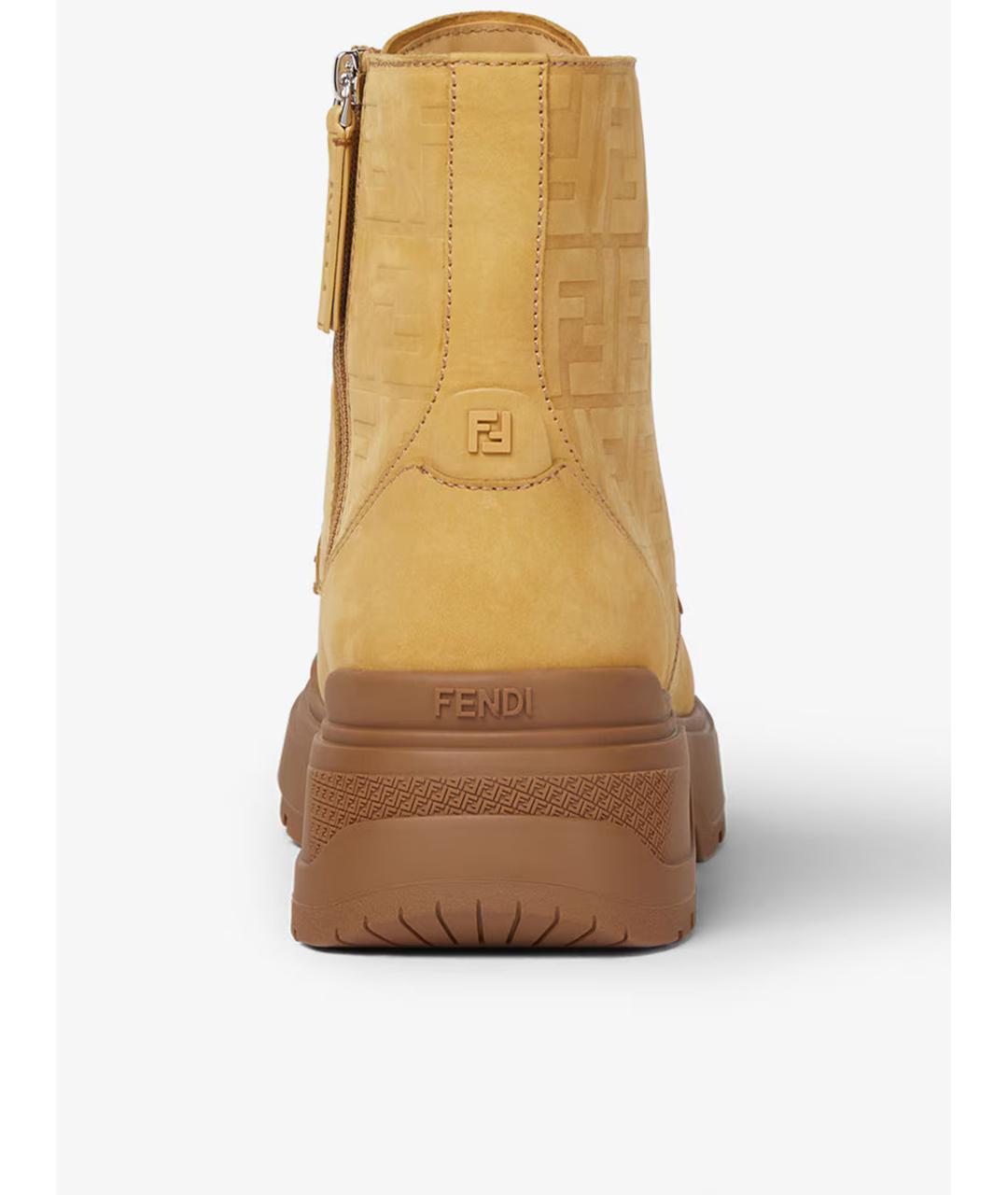 FENDI Зеленые кожаные низкие ботинки, фото 3