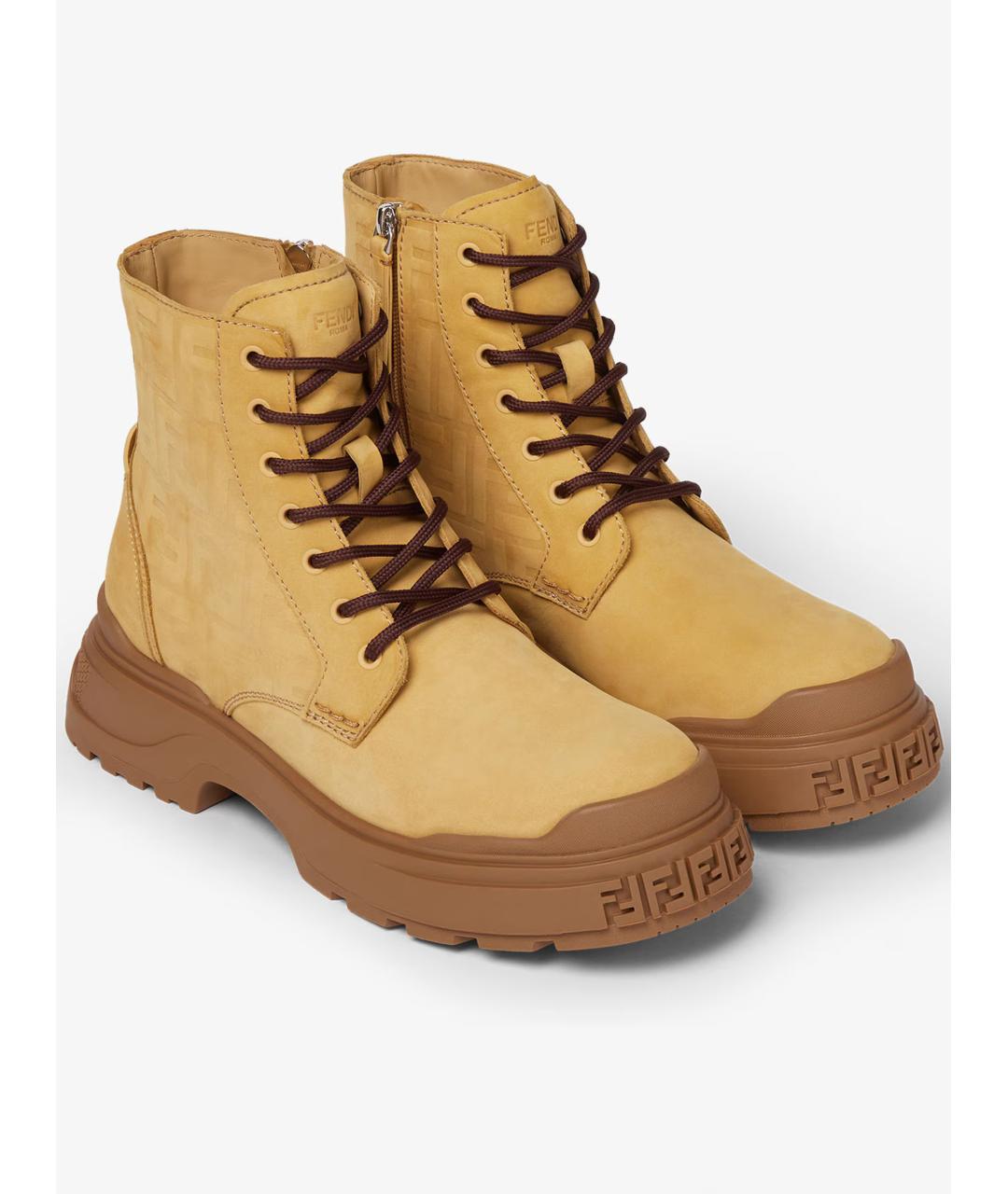 FENDI Зеленые кожаные низкие ботинки, фото 4