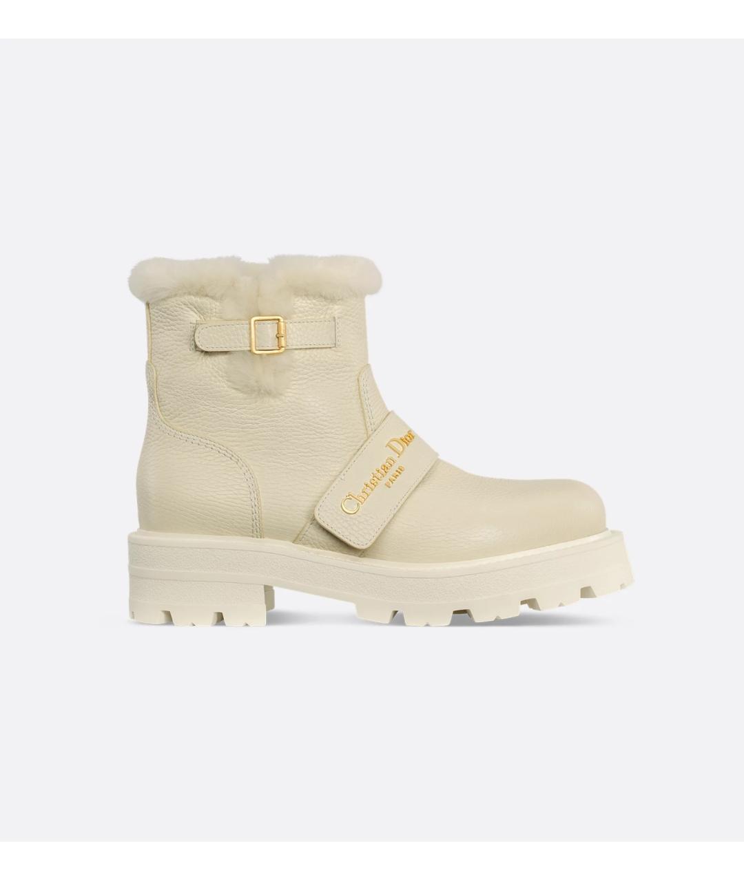 CHRISTIAN DIOR Бежевые кожаные ботинки, фото 4