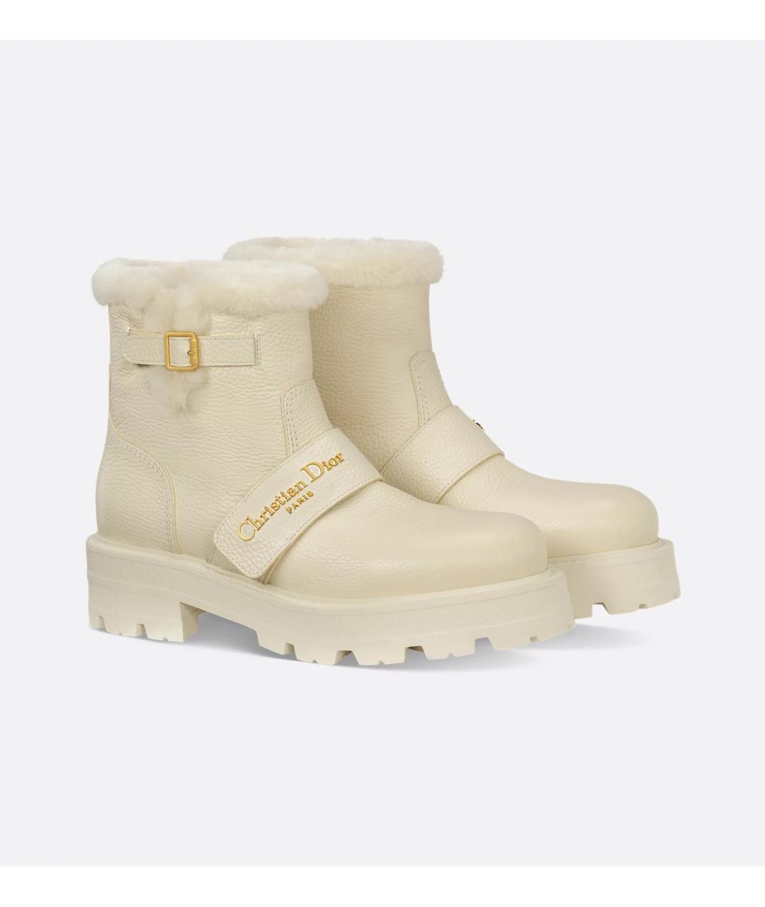 CHRISTIAN DIOR Бежевые кожаные ботинки, фото 2