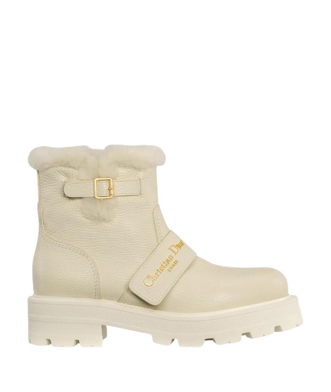 CHRISTIAN DIOR Бежевые кожаные ботинки, фото 1