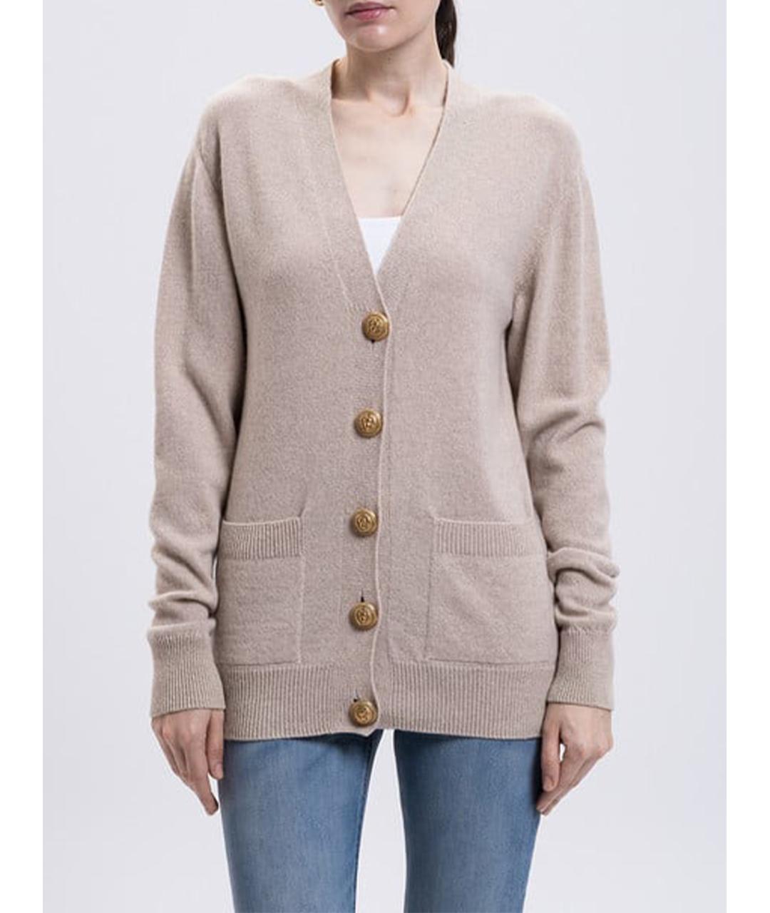 BALMAIN Бежевый шерстяной кардиган, фото 2