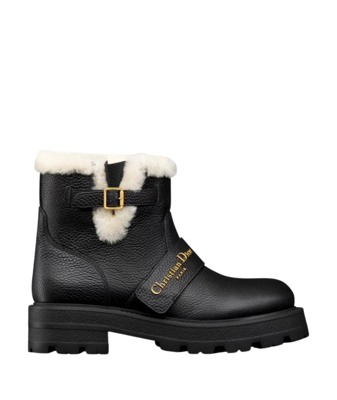 CHRISTIAN DIOR Черные кожаные ботинки, фото 1