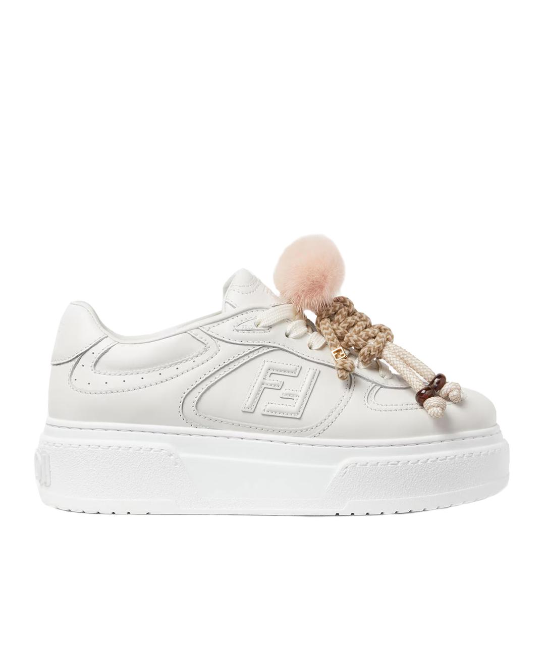 FENDI Белые кожаные кеды, фото 1