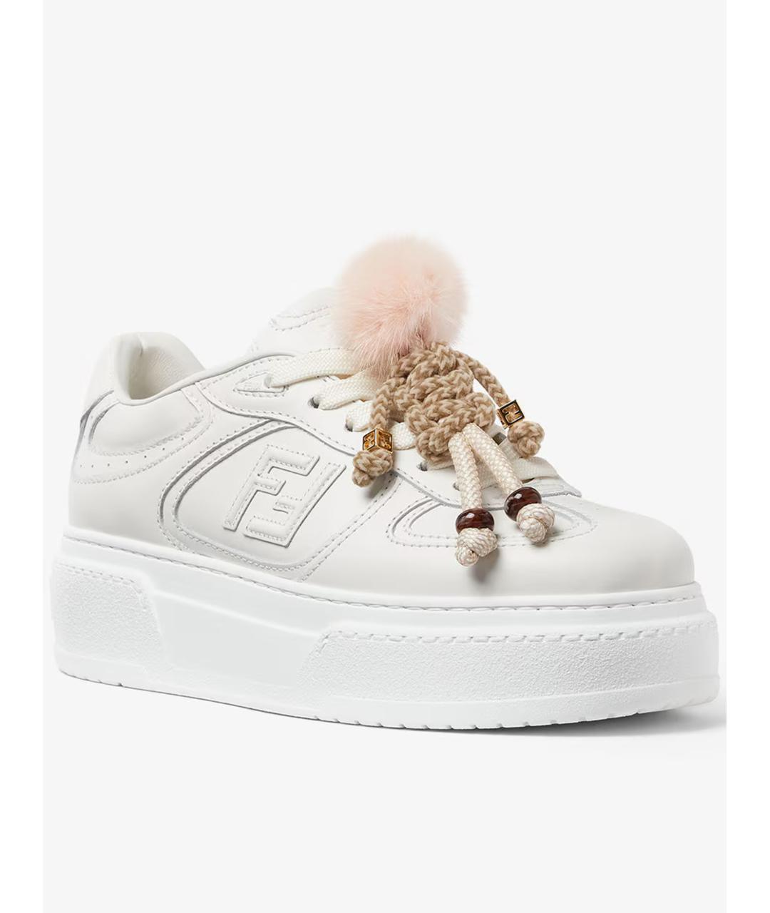 FENDI Белые кожаные кеды, фото 2