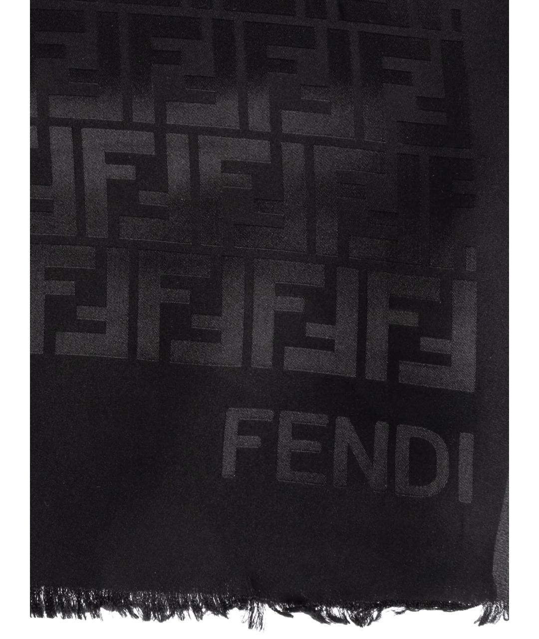 FENDI Черный шелковый шарф, фото 2