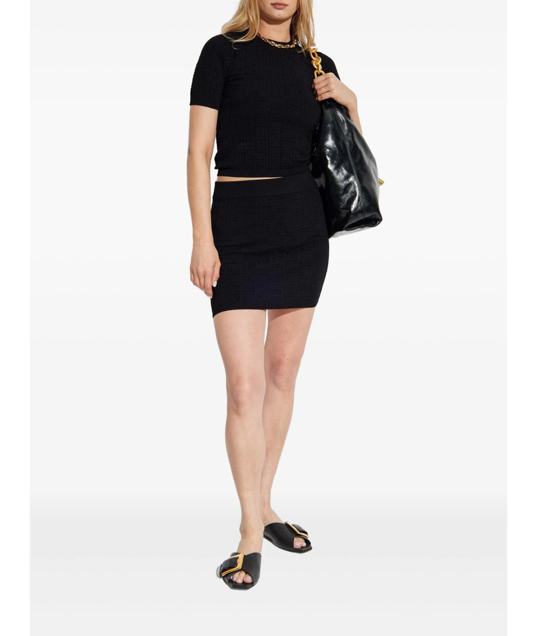 BALMAIN Черная вискозная футболка, фото 2