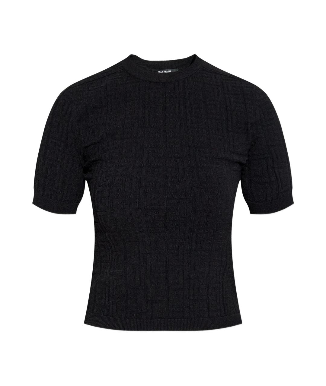 BALMAIN Черная вискозная футболка, фото 1