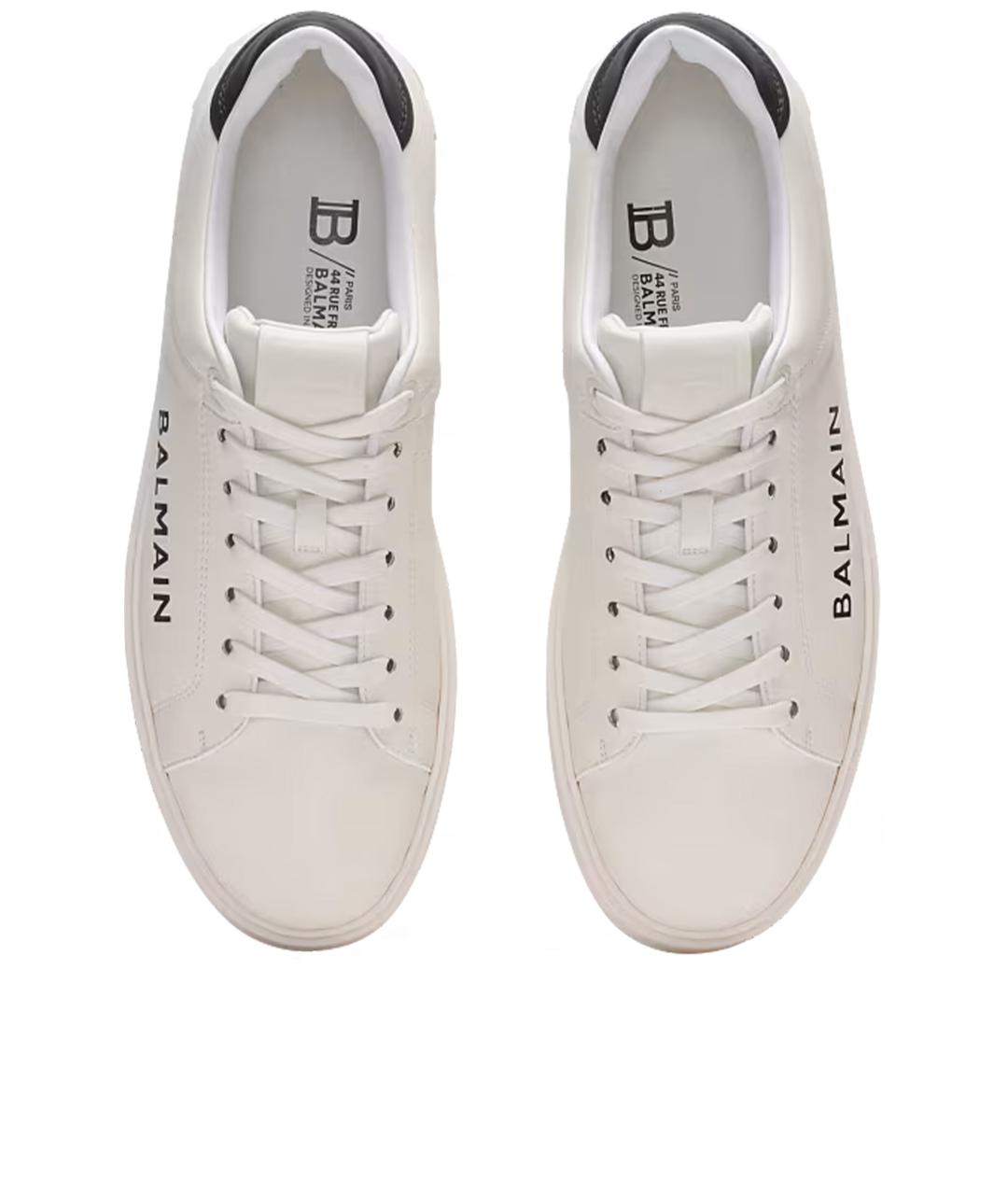BALMAIN Белые кожаные низкие кроссовки / кеды, фото 3