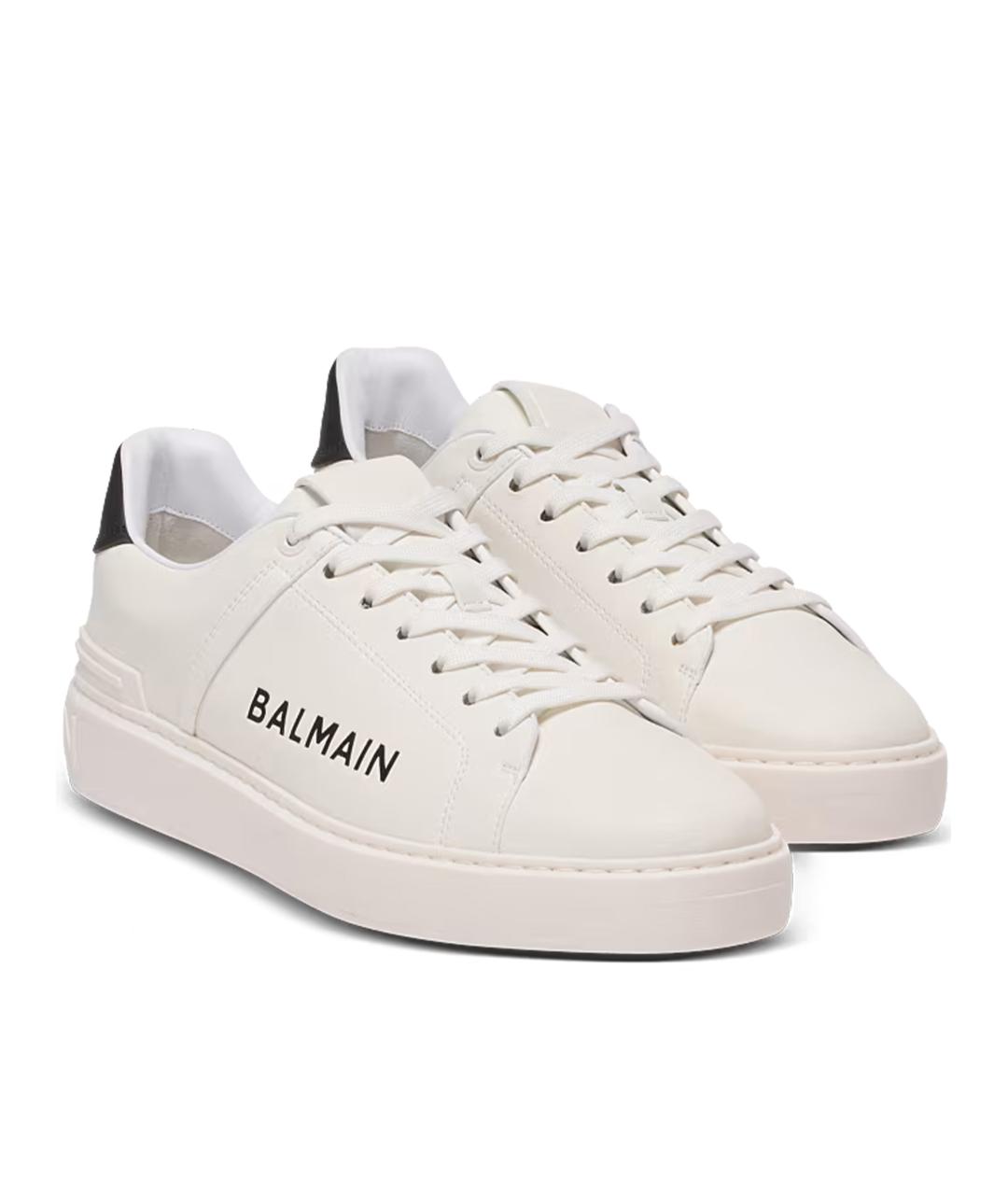 BALMAIN Белые кожаные низкие кроссовки / кеды, фото 2