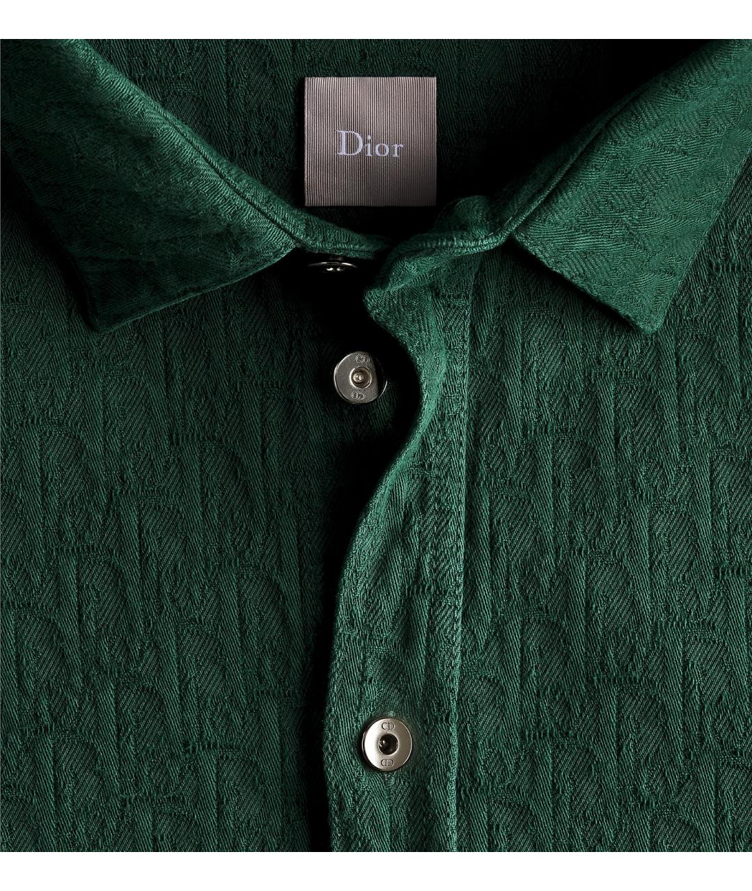 CHRISTIAN DIOR Зеленая хлопковая кэжуал рубашка, фото 2