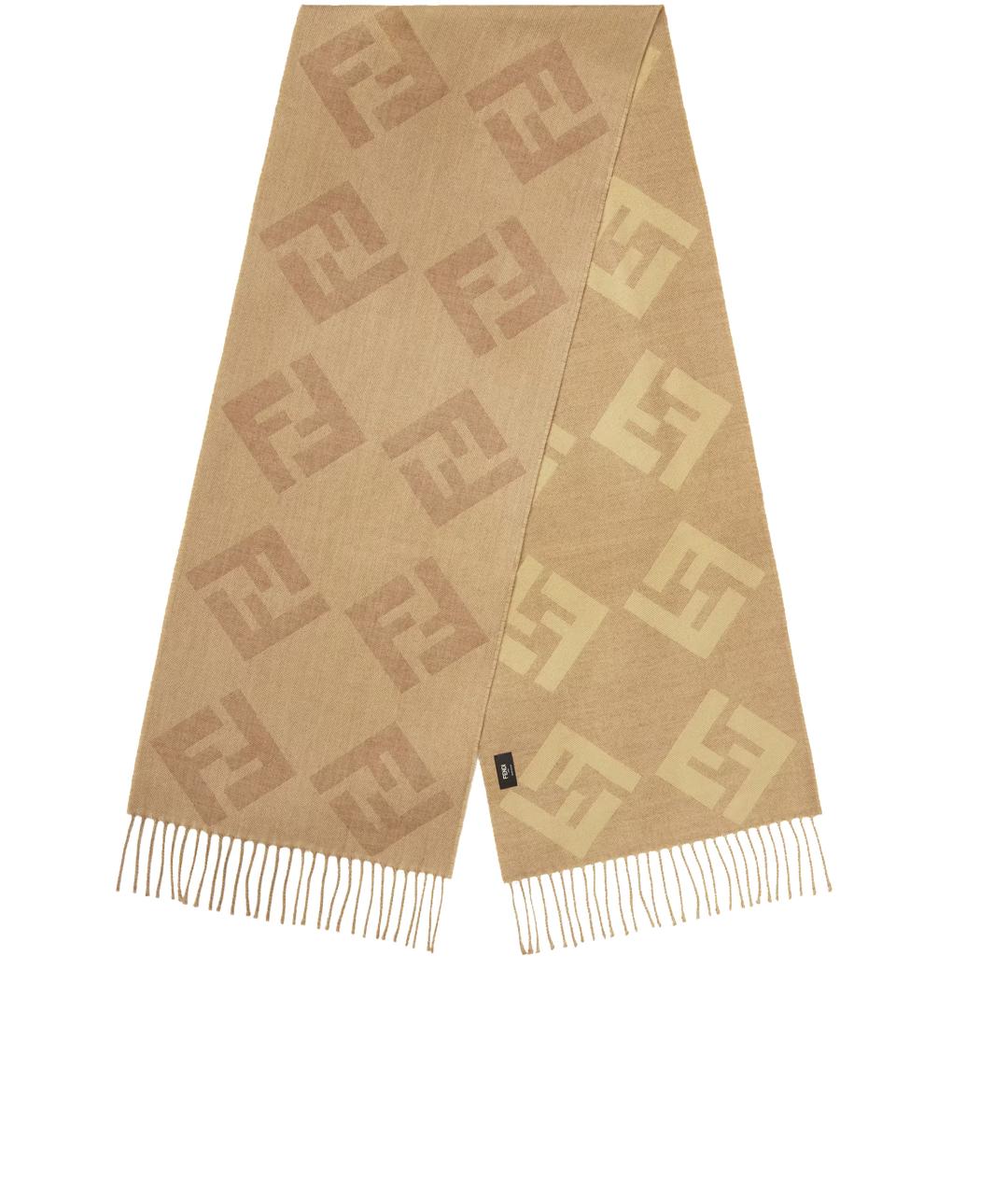 FENDI Бежевый шерстяной шарф, фото 1