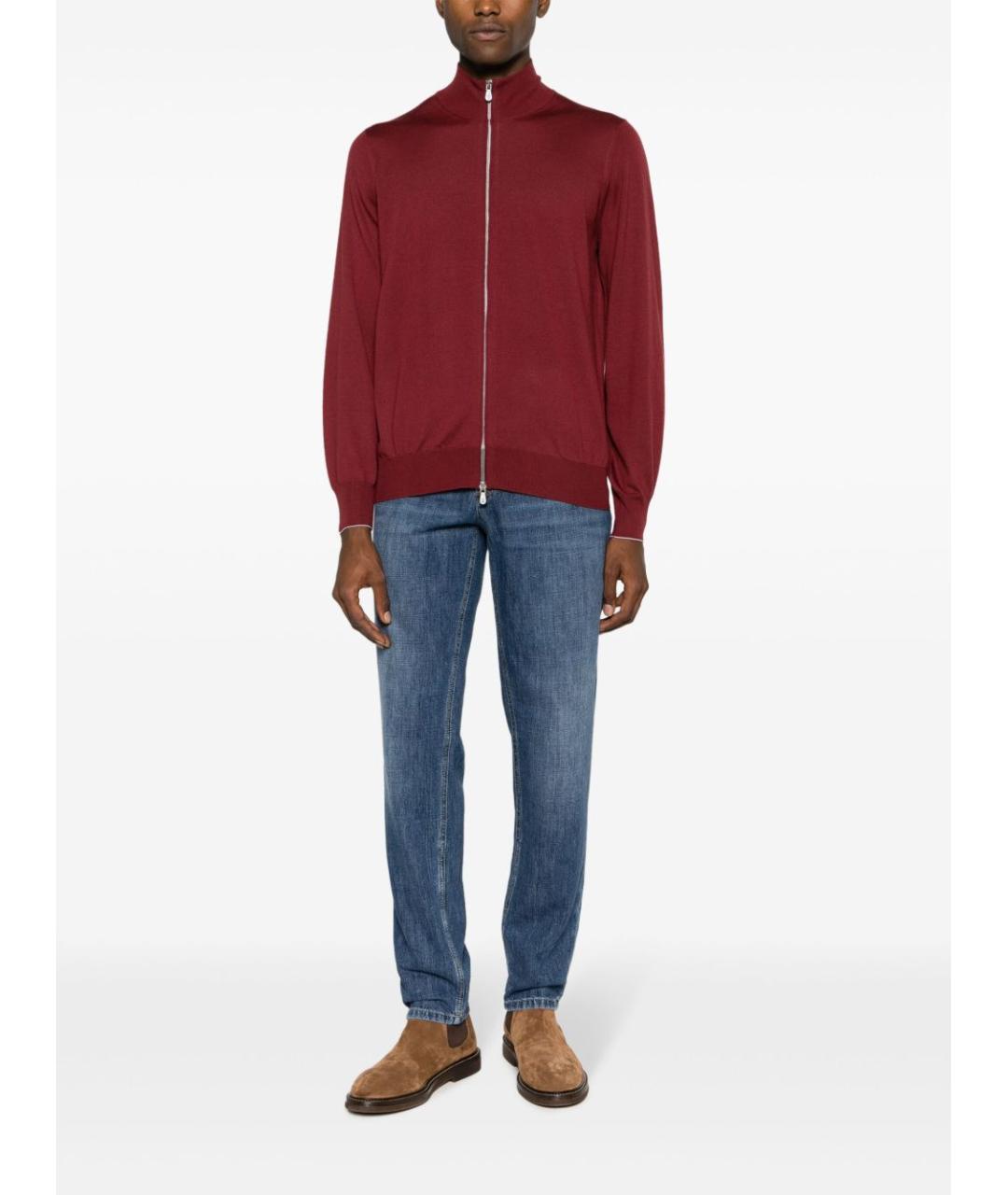 BRUNELLO CUCINELLI Голубые хлопковые прямые джинсы, фото 4