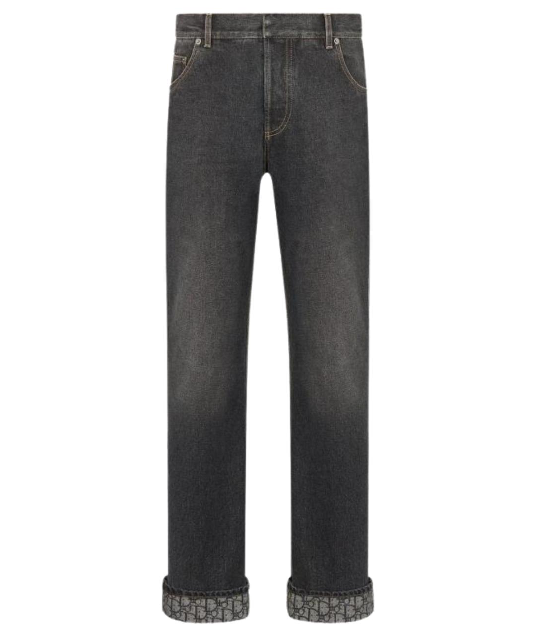 CHRISTIAN DIOR Черные хлопковые прямые джинсы, фото 1