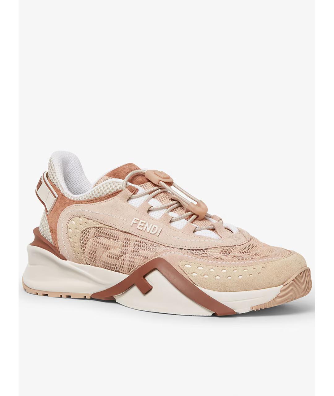 FENDI Бежевые синтетические кроссовки, фото 2