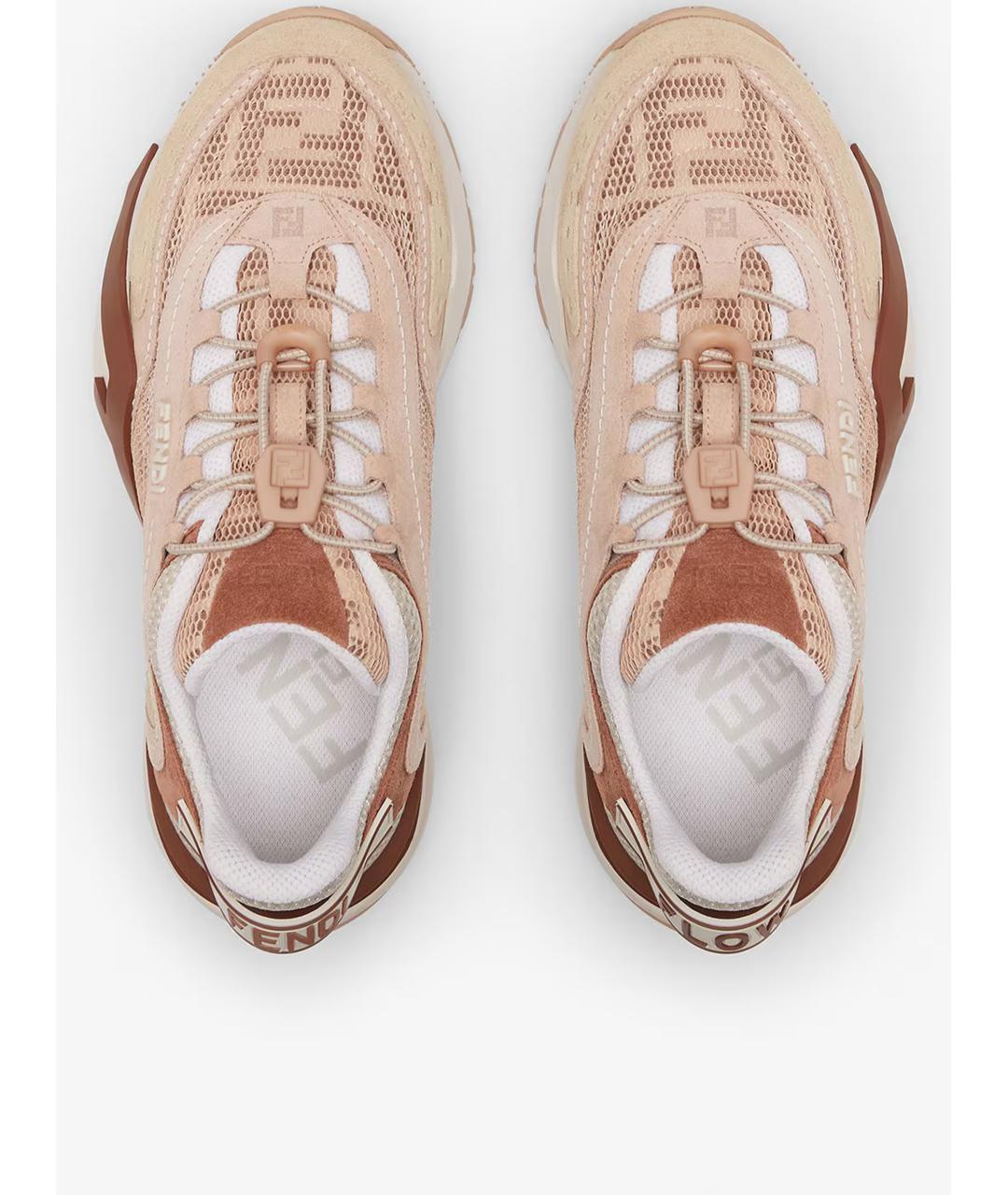 FENDI Бежевые синтетические кроссовки, фото 4