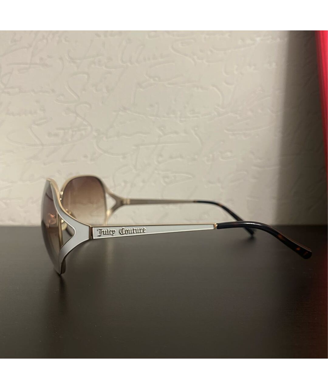 JUICY COUTURE Бежевые металлические солнцезащитные очки, фото 4
