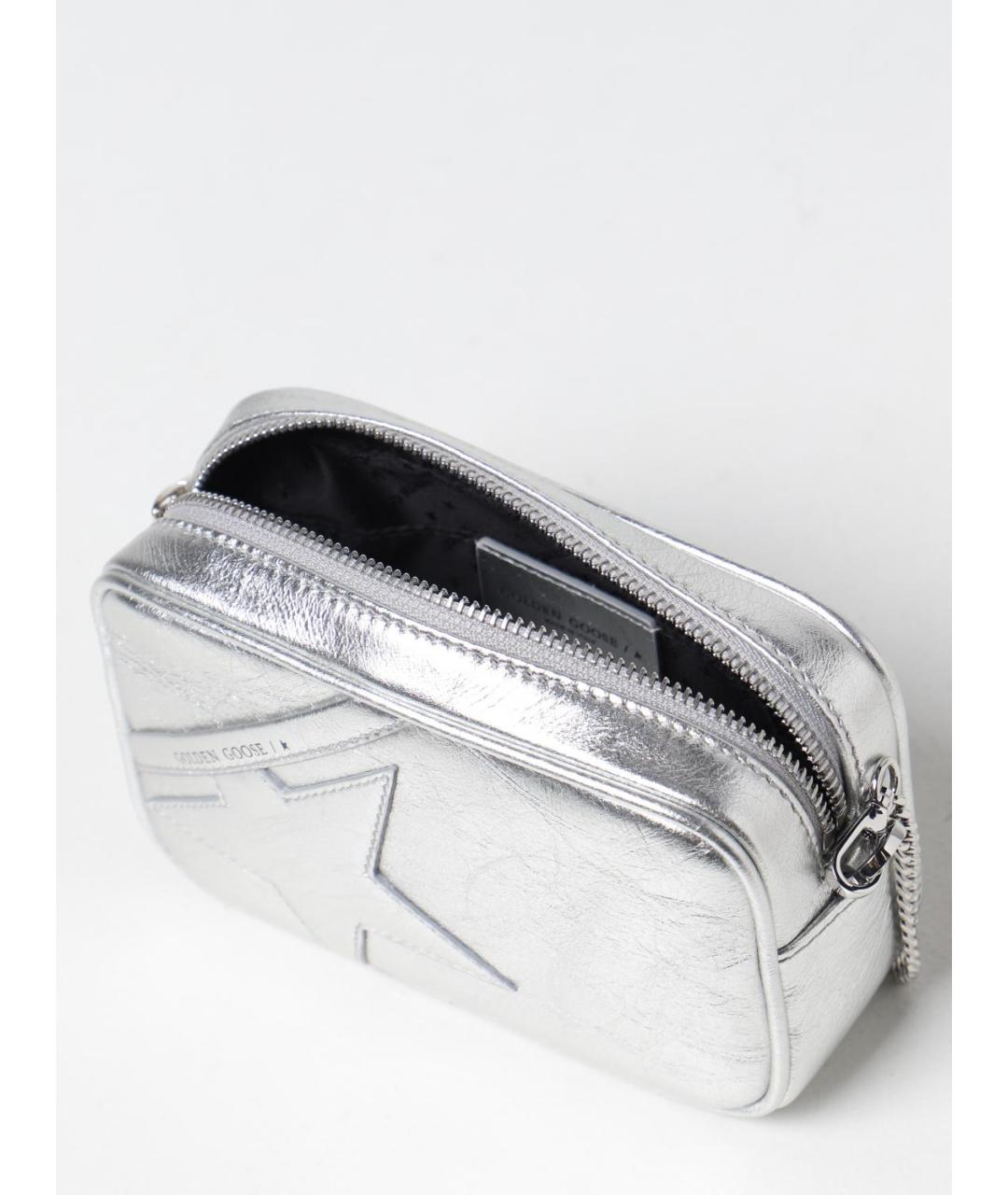 GOLDEN GOOSE DELUXE BRAND Серебряная кожаная сумка через плечо, фото 4