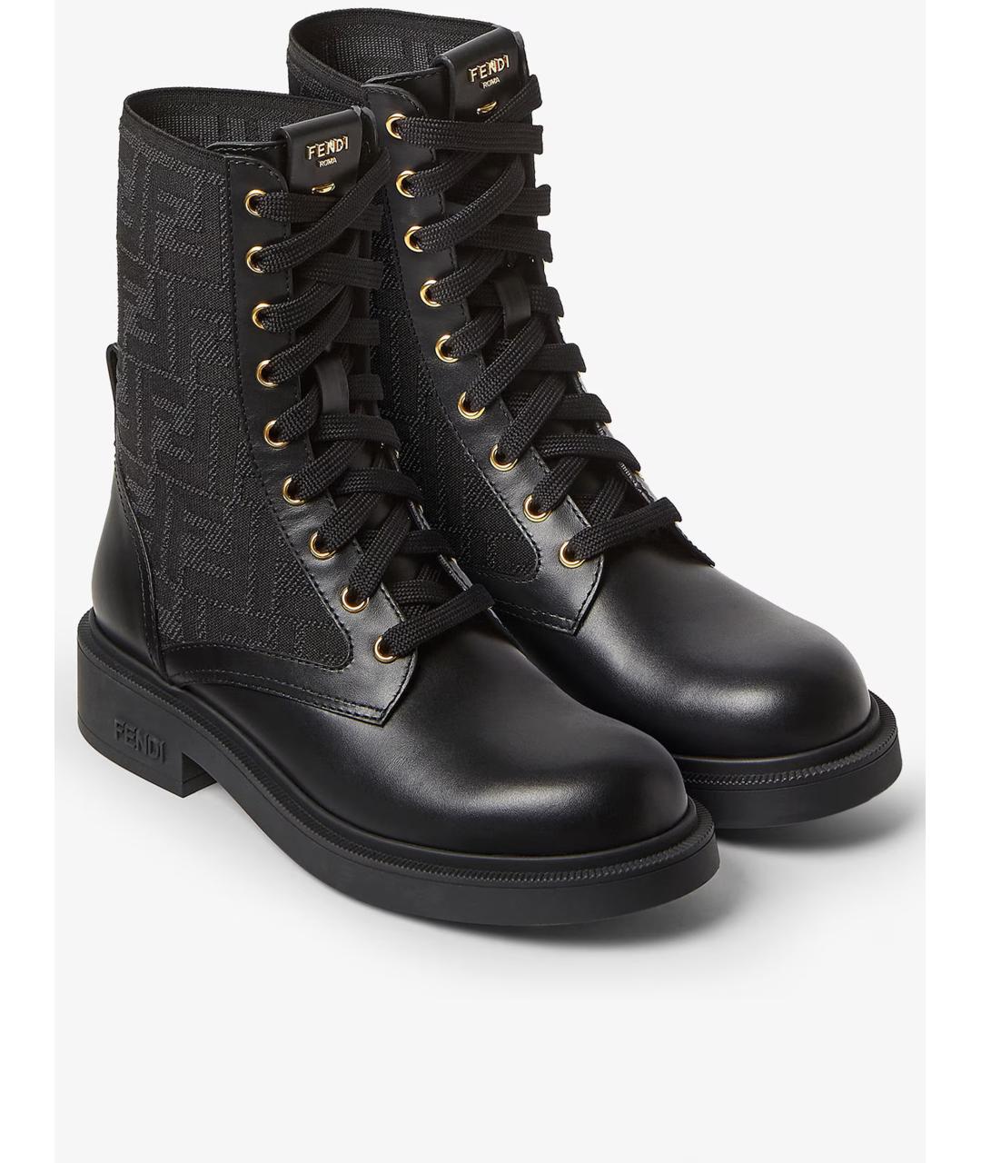 FENDI Черные кожаные ботинки, фото 4