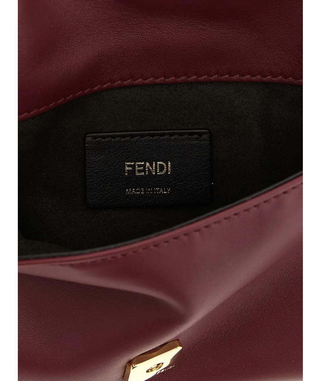 FENDI Бордовая кожаная сумка через плечо, фото 4