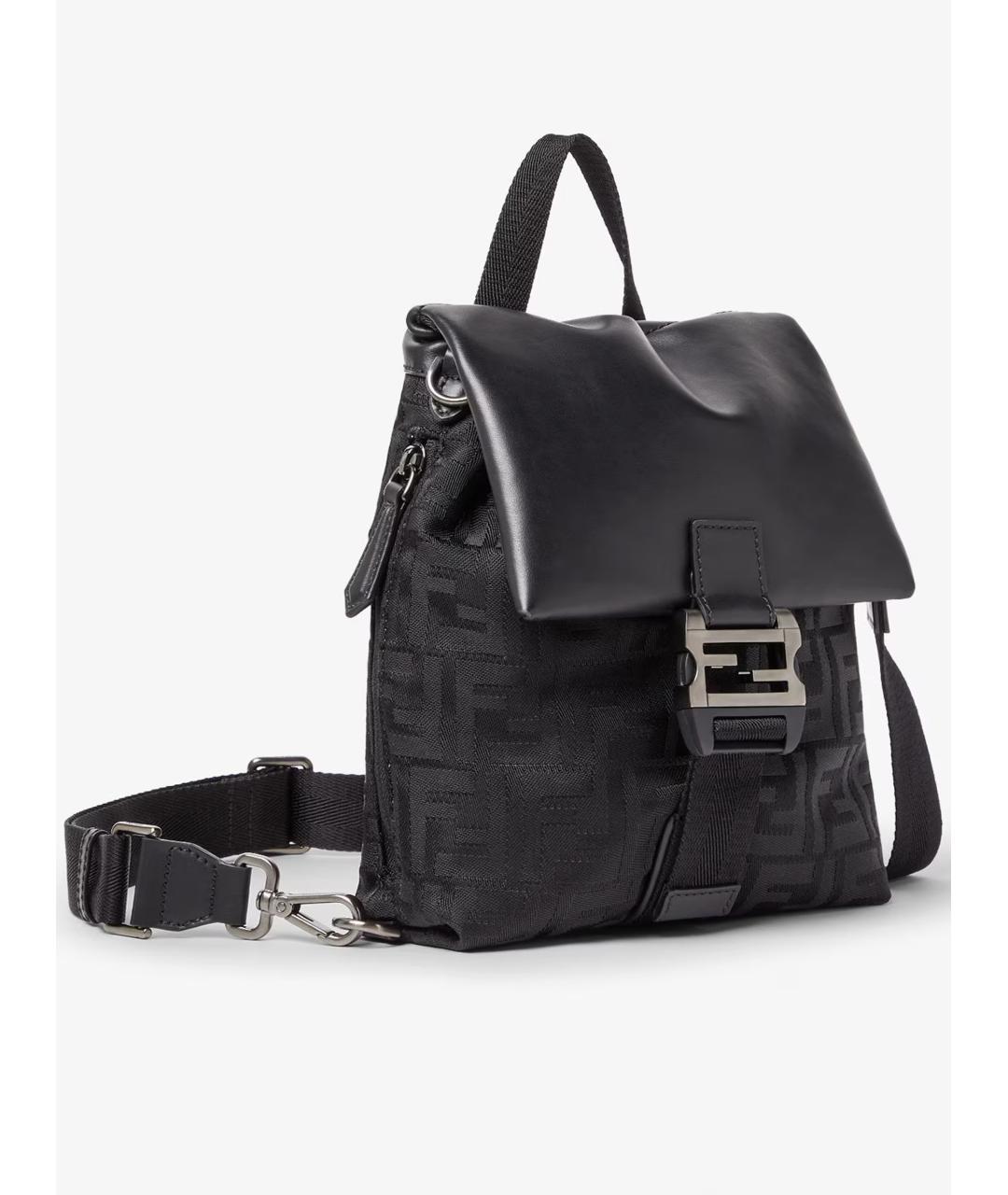 FENDI Черная тканевая сумка на плечо, фото 2