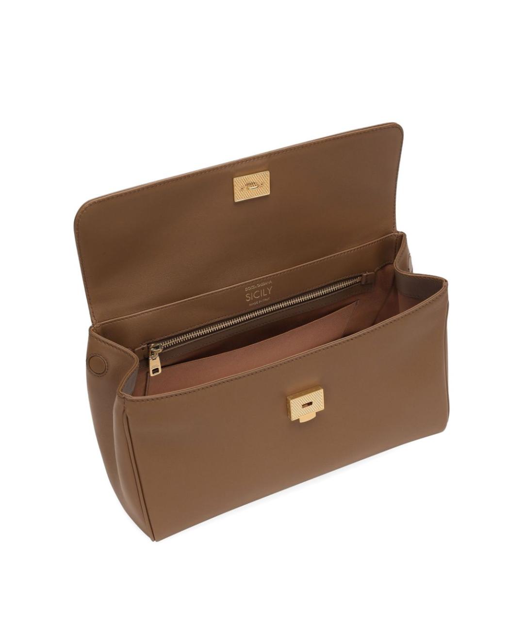 DOLCE&GABBANA Коричневая кожаная сумка через плечо, фото 2