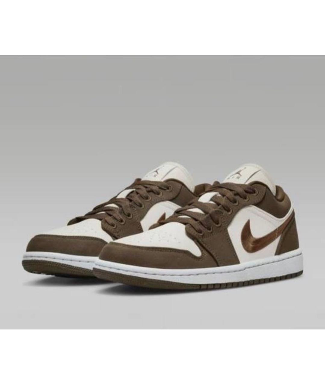 JORDAN Коричневые кожаные низкие кроссовки / кеды, фото 4