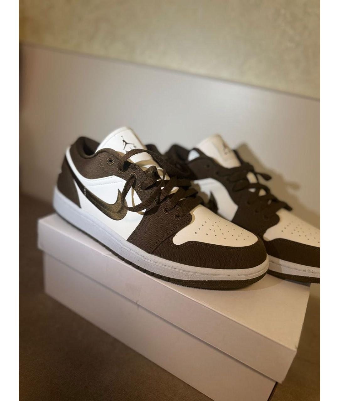 JORDAN Коричневые кожаные низкие кроссовки / кеды, фото 2