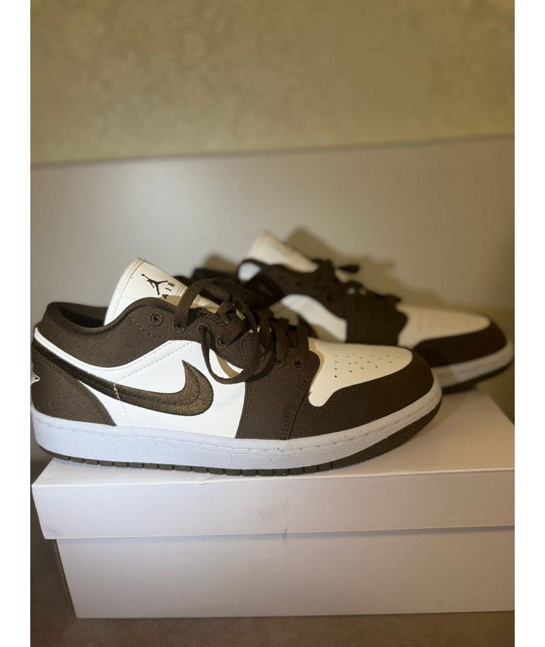 JORDAN Коричневые кожаные низкие кроссовки / кеды, фото 3