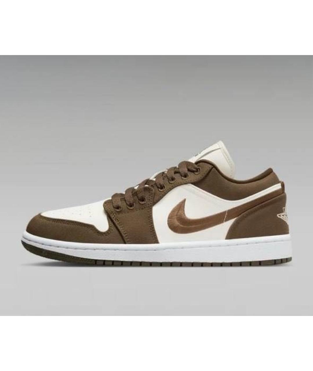 JORDAN Коричневые кожаные низкие кроссовки / кеды, фото 6