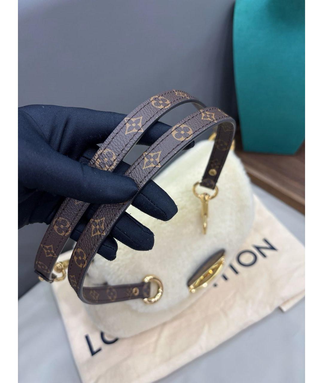 LOUIS VUITTON Белая меховая сумка через плечо, фото 7