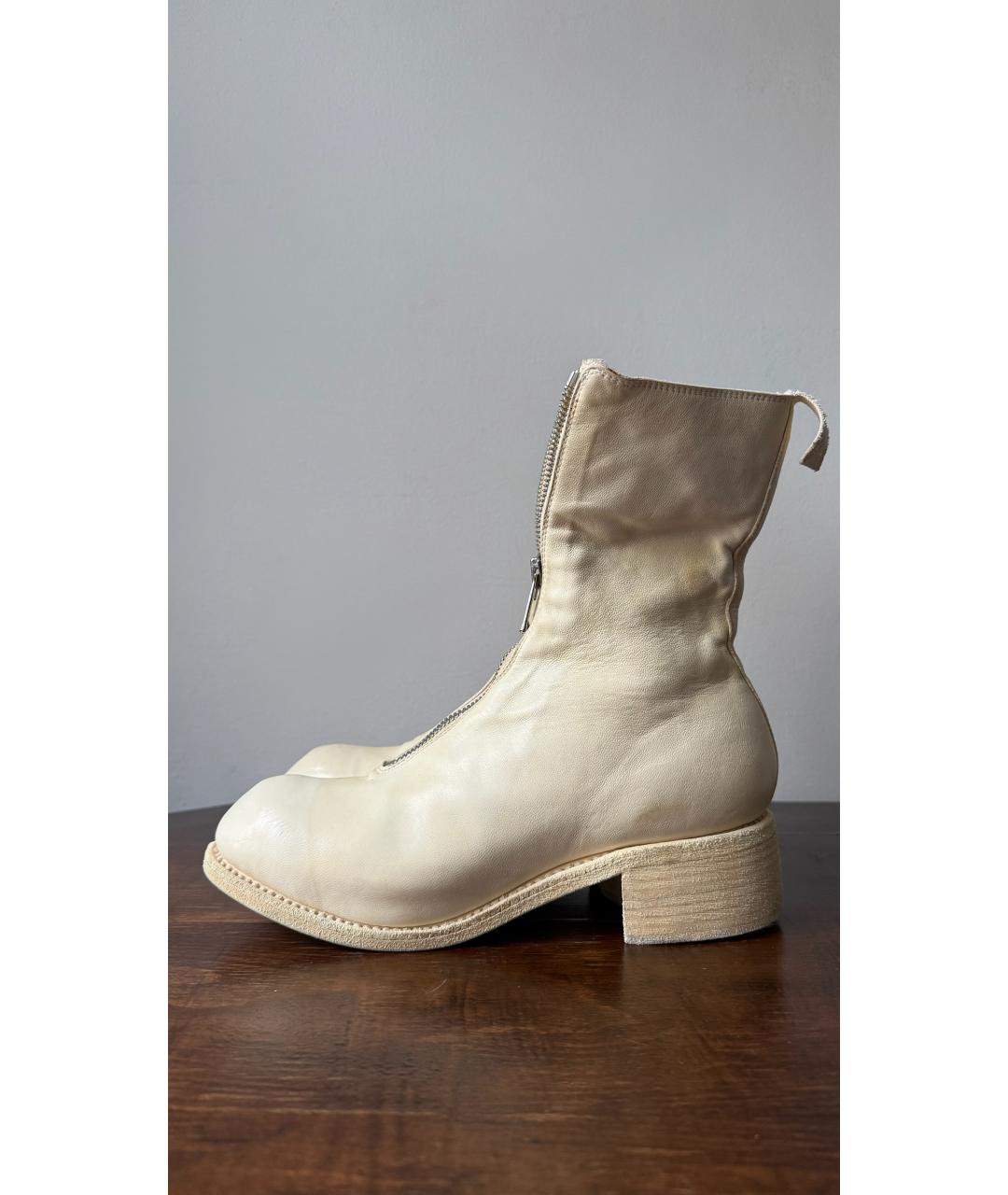 GUIDI Бежевые кожаные ботинки, фото 7