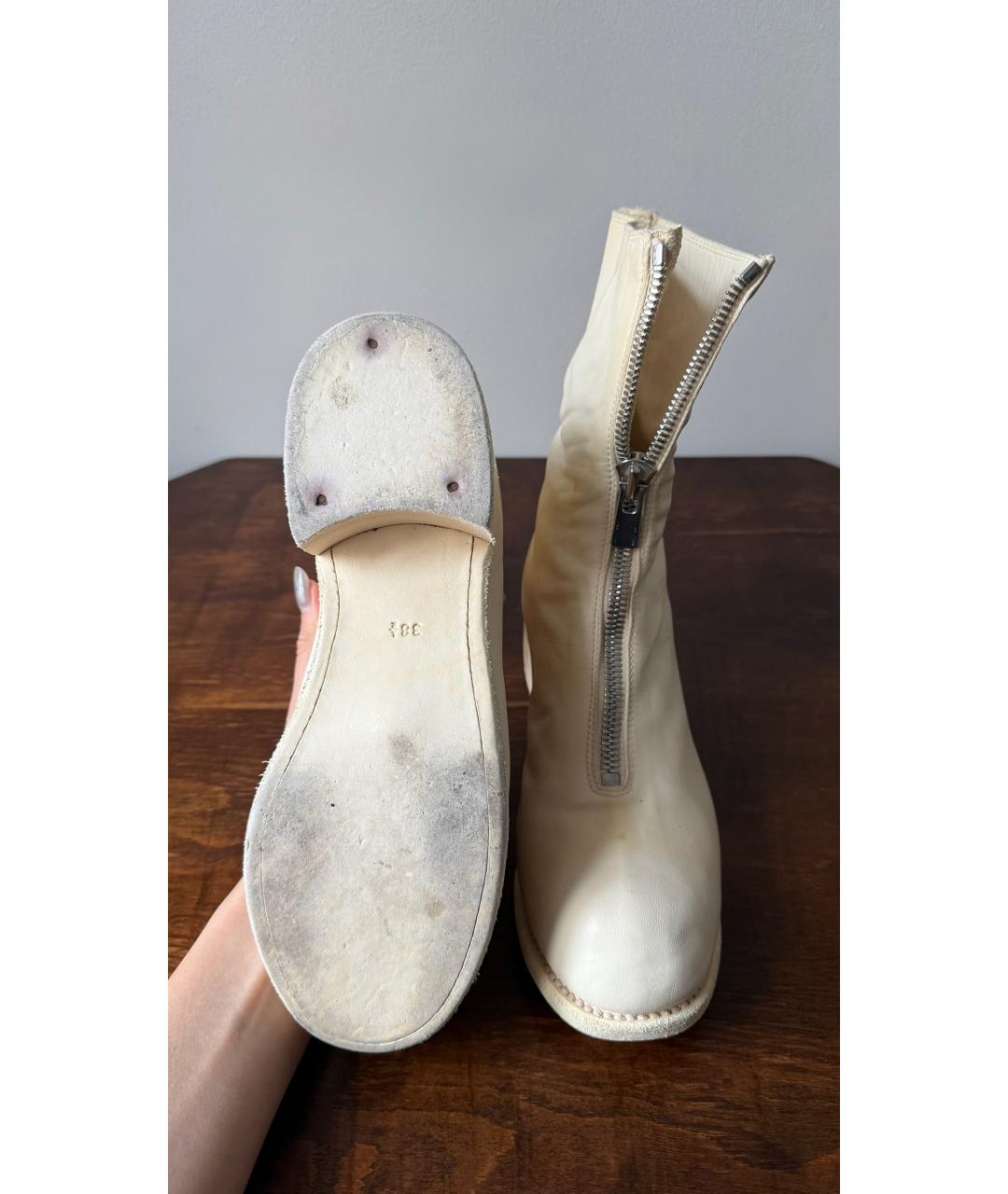 GUIDI Бежевые кожаные ботинки, фото 5