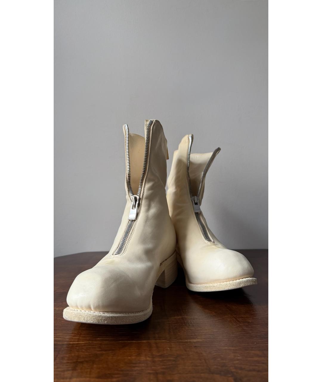 GUIDI Бежевые кожаные ботинки, фото 3