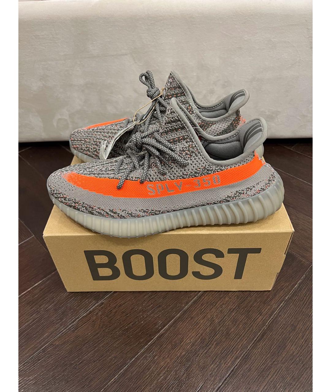 ADIDAS YEEZY Антрацитовые текстильные низкие кроссовки / кеды, фото 2