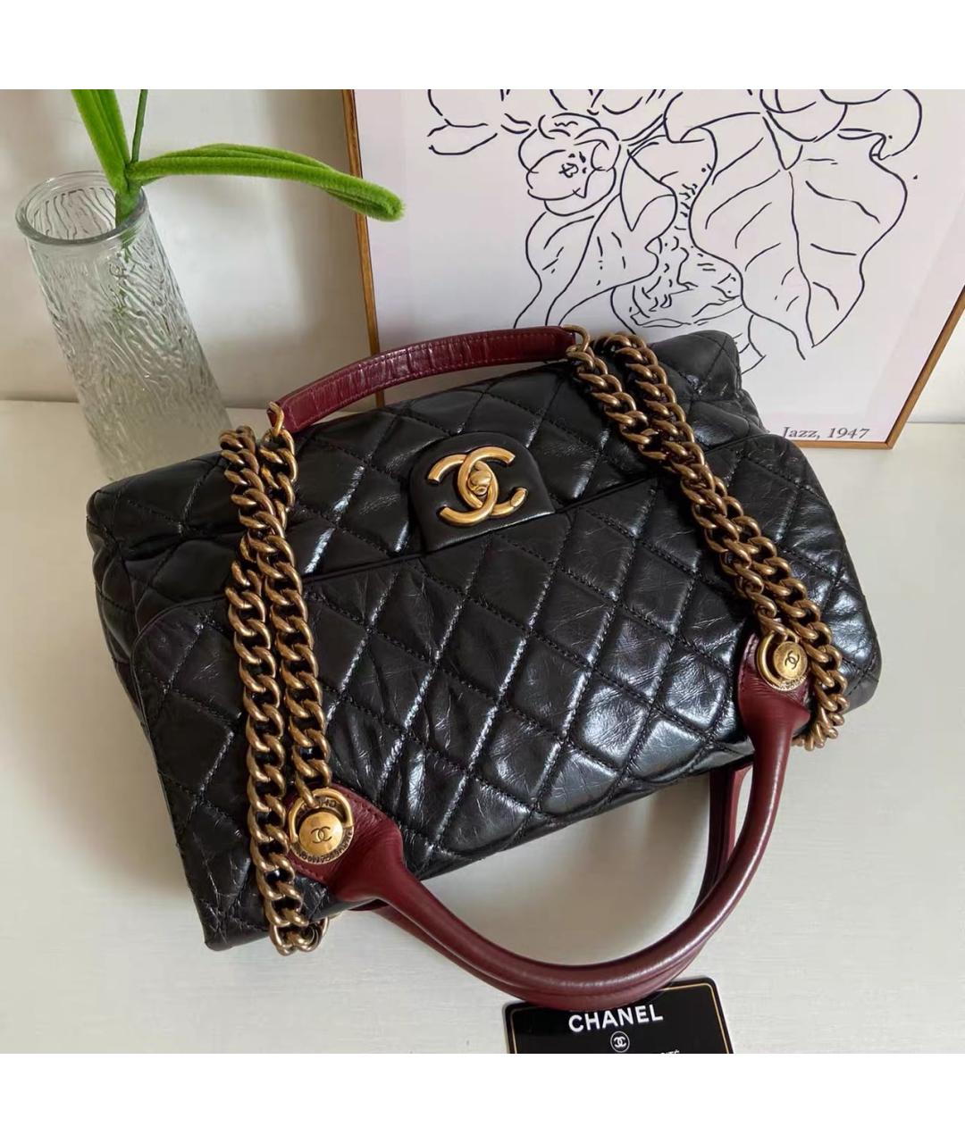CHANEL Черная кожаная сумка через плечо, фото 7