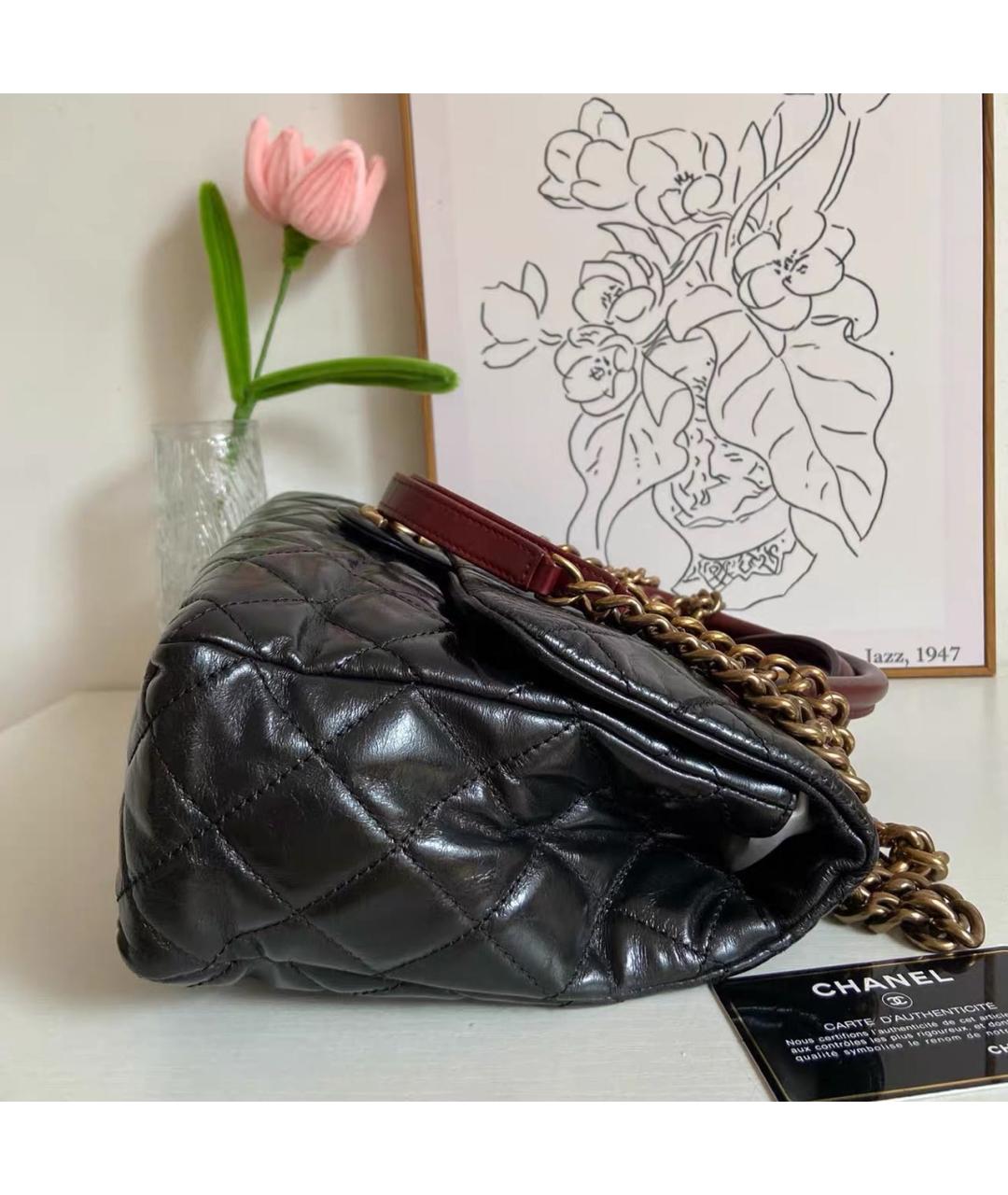 CHANEL Черная кожаная сумка через плечо, фото 6