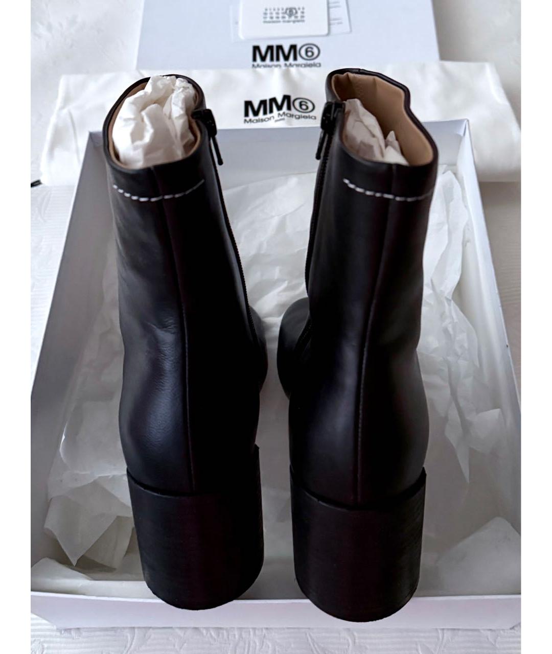 MM6 MAISON MARGIELA Черные кожаные ботильоны, фото 5