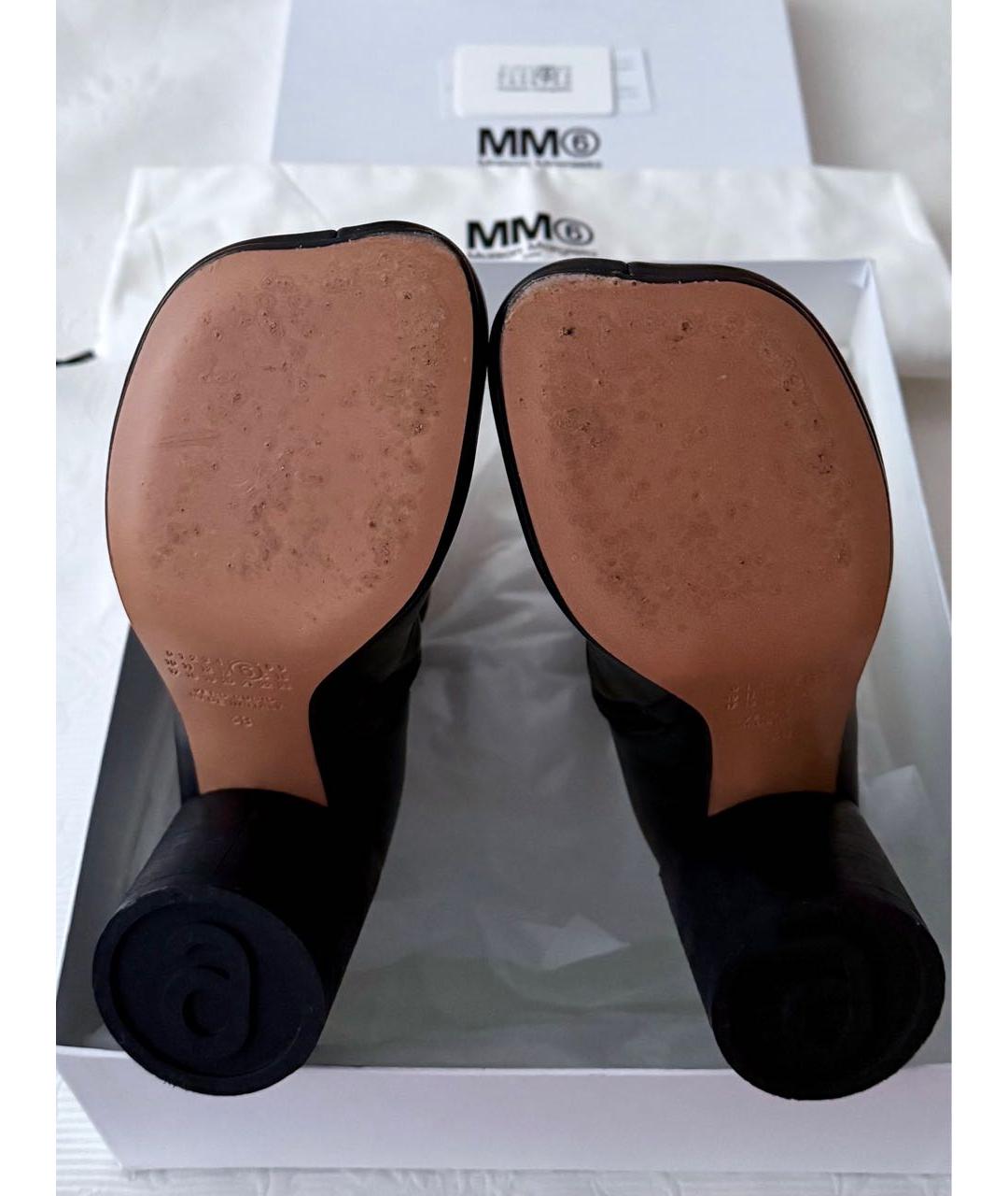 MM6 MAISON MARGIELA Черные кожаные ботильоны, фото 6